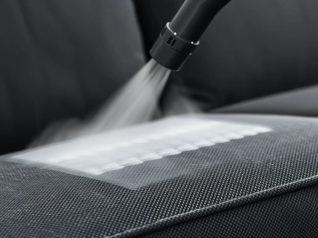 Close up of a professional steam cleaning nozzle working on
